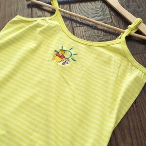 POOH I Embroidered Pooh Bear & Piglet Yellow Adjustable Strap Tank Nightgown, M